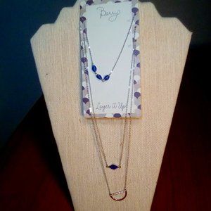 NWT set of silver-tone necklace blue beads